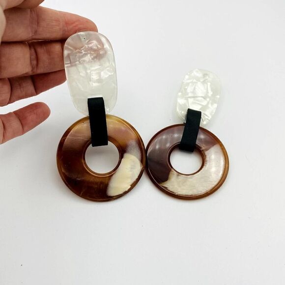 Amrita Singh Resin and Faux Leather Large Statement Earrings - Picture 4 of 6